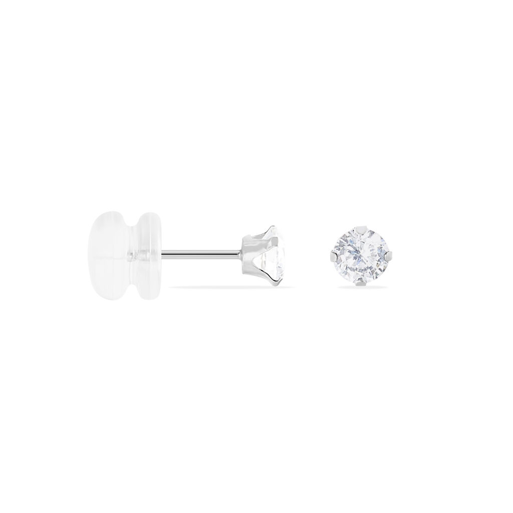 Boucles D'oreilles Puces Eddie Or Blanc Oxyde De Zirconium