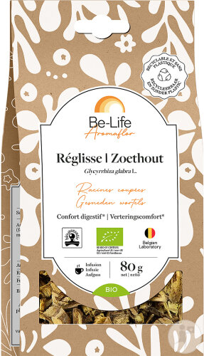 Be-Life Aromaflor Réglisse Racines Coupées Transit Bio Sachet 80g