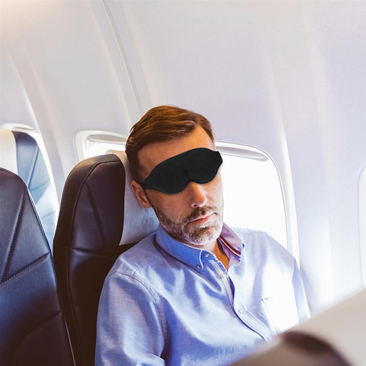 Sovemaske i sort 3D myk lett og sterk blackout