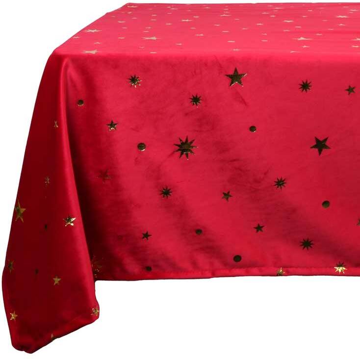 Unique living tafelkleed Xmas night rood D 160 cm