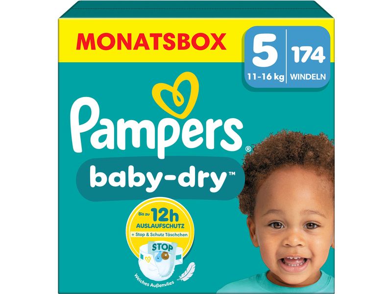 Pampers Windeln Baby Dry Junior Grösse 5 Monatsbox 11-16 kg, 174 Stück