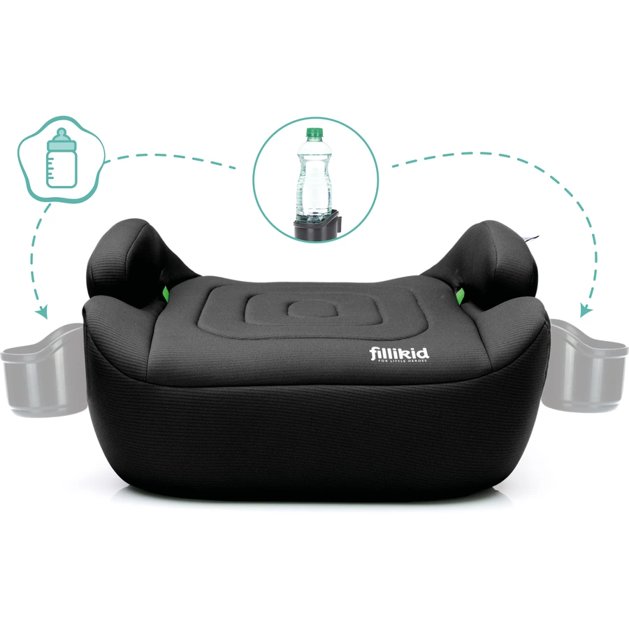 fillikid Sitzerhöhung Flip Deluxe Auto mit verlängerbarer Isofix i-Size schwarz
