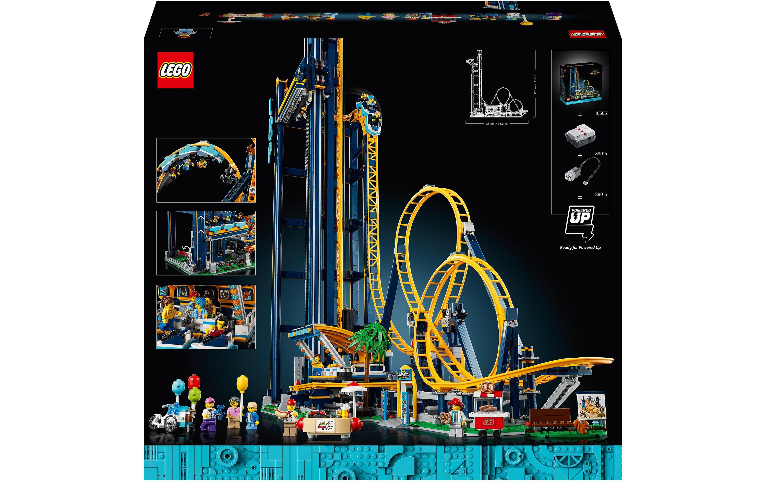Icons Looping-Achterbahn 10303<br>Eine schwerkraftgetriebene Achterbahn aus LEGO