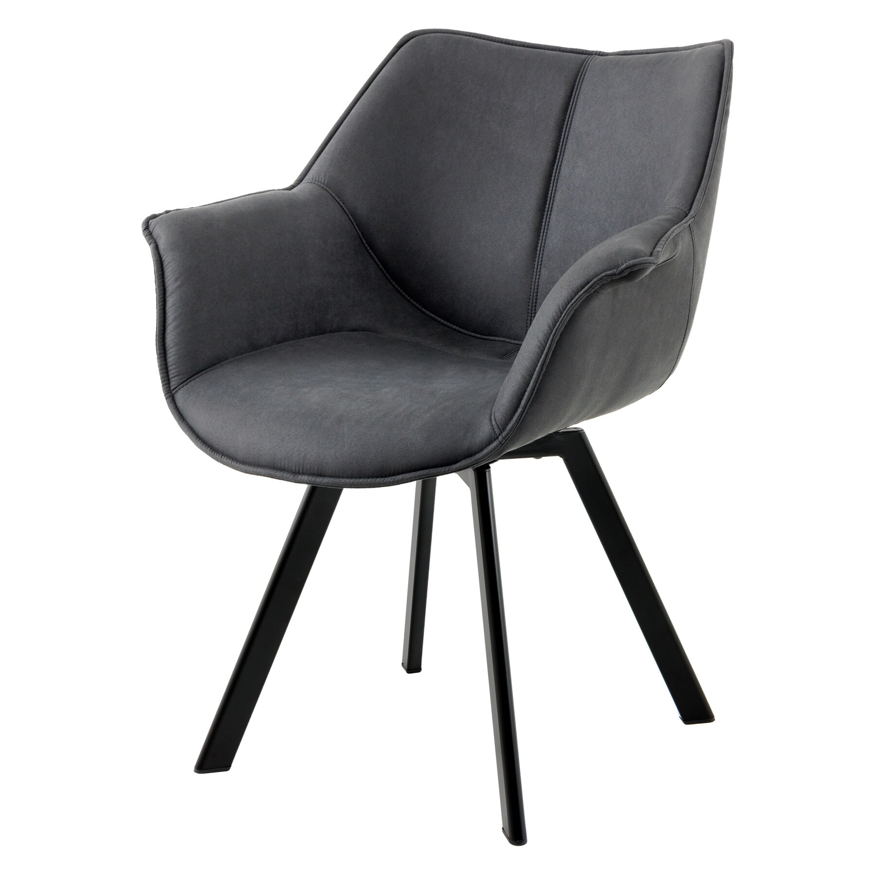 riess-ambiente Stuhl THE DUTCH RETRO - antik grau Microfaser mit Armlehnen Modern Design drehbar