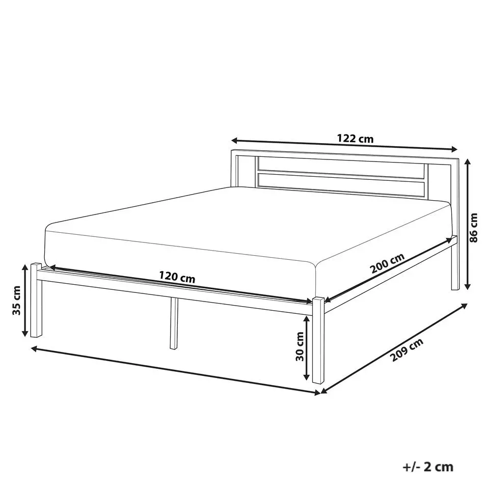 CUSSET - Tweepersoonsbed - Zwart - 120 x 200 cm - Metaal