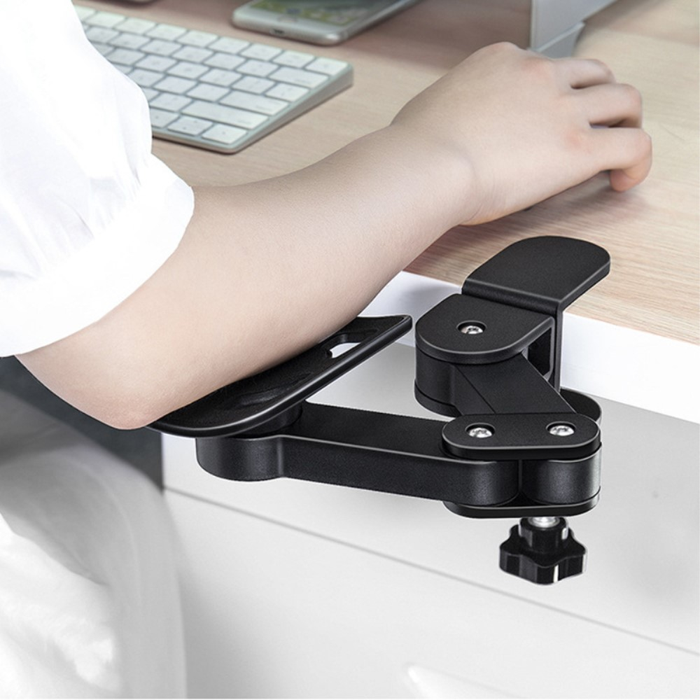 Ergonomische Alu Handgelenk Auflage / Computerarm Stütze für Tische und Stühle - Schwarz