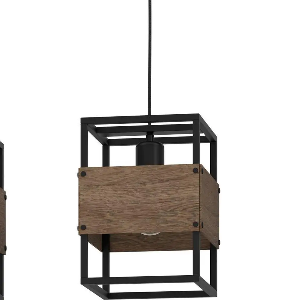 EGLO Evesham Hanglamp - E27 - 89,5 cm - Zwart/Bruin - Hout