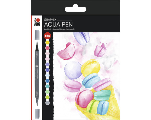 Marabu Aqua Pen Graphix assortiment van 12 ICE