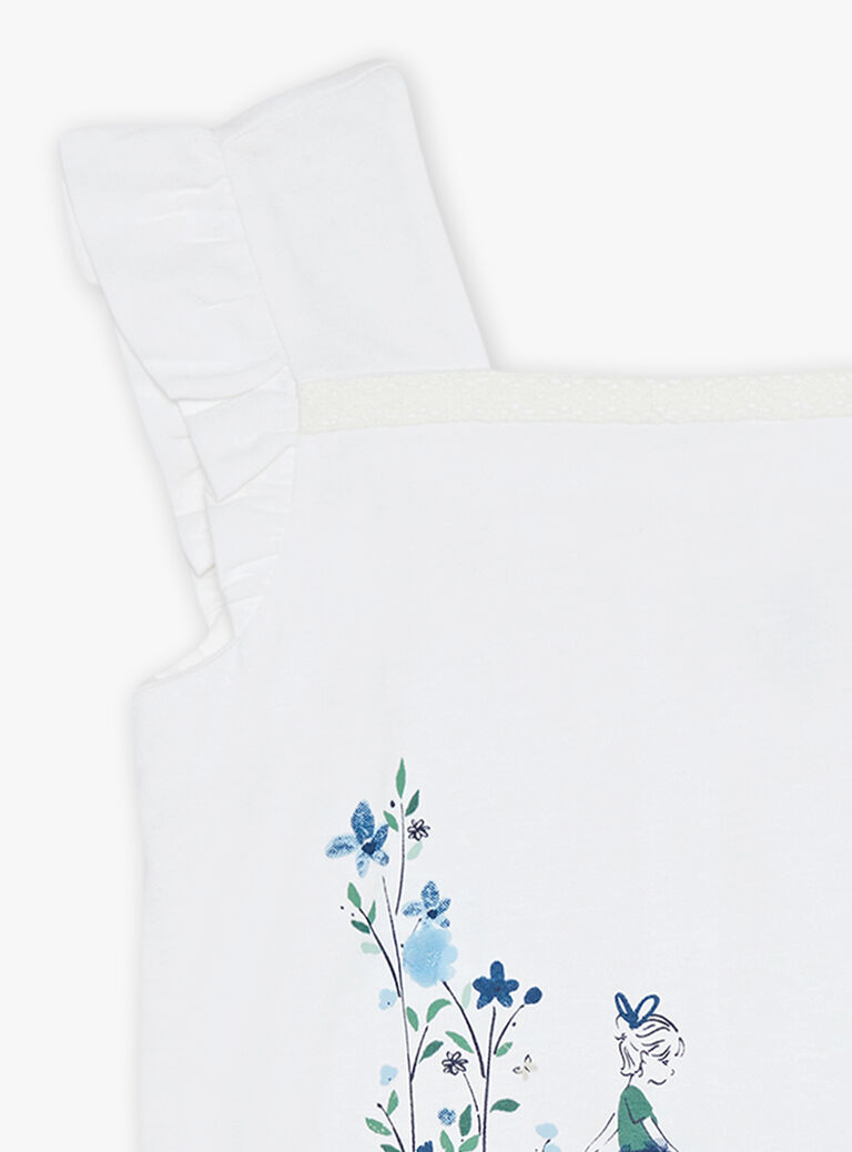 T-shirt écru à broderies fantaisie