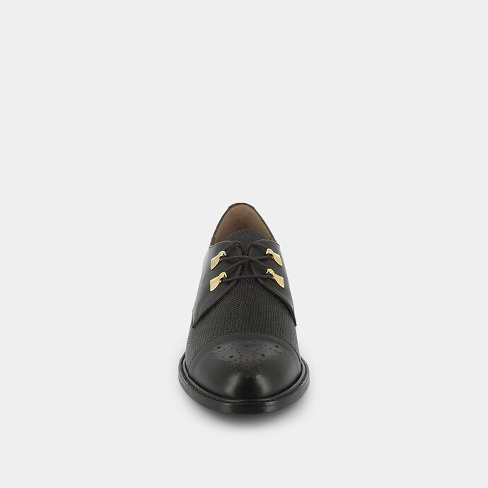 Derbies effet reptile  marron à détails dorés