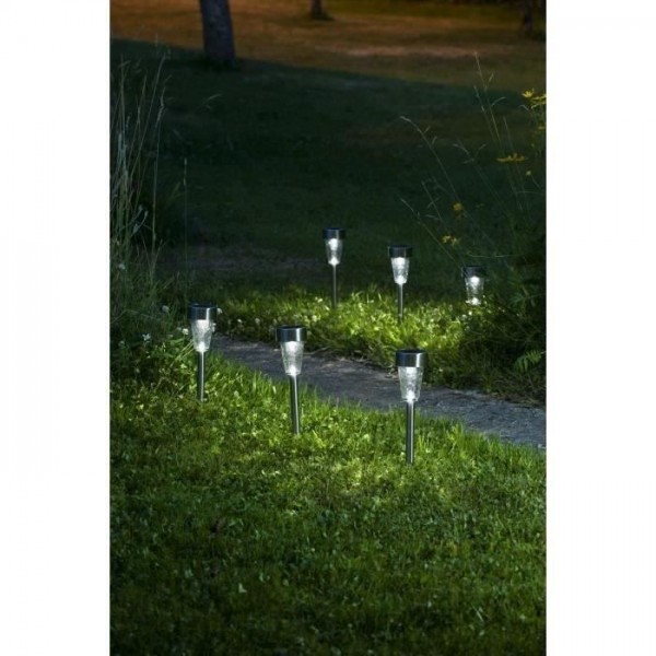 Lot de 5 lanternes solaire - inox - 7 lumens