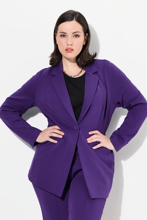 Blazer, Punto di Roma, A-Linie, Reverskragen, Stretch