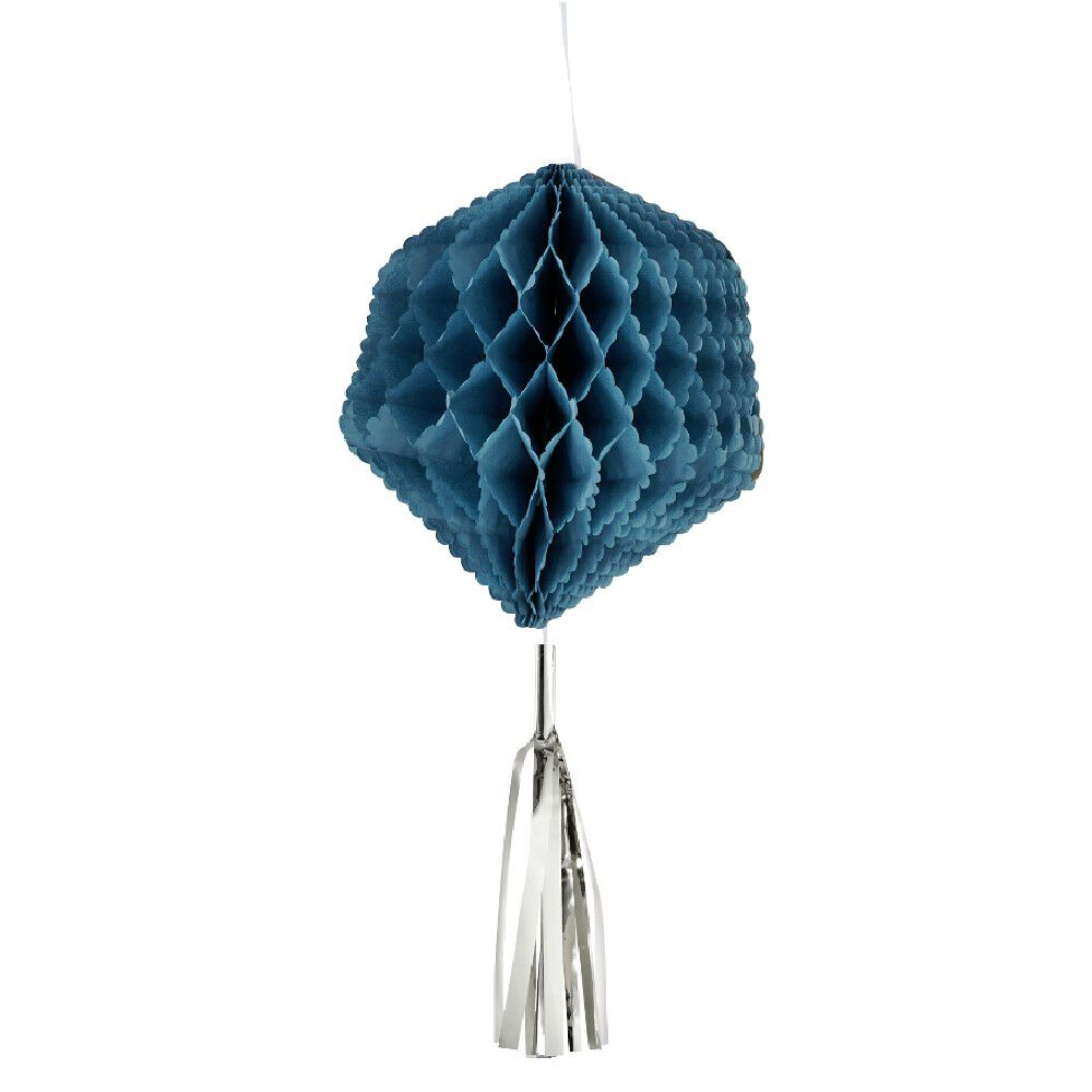 Suspension en papier bleu de forme géométrique x 3