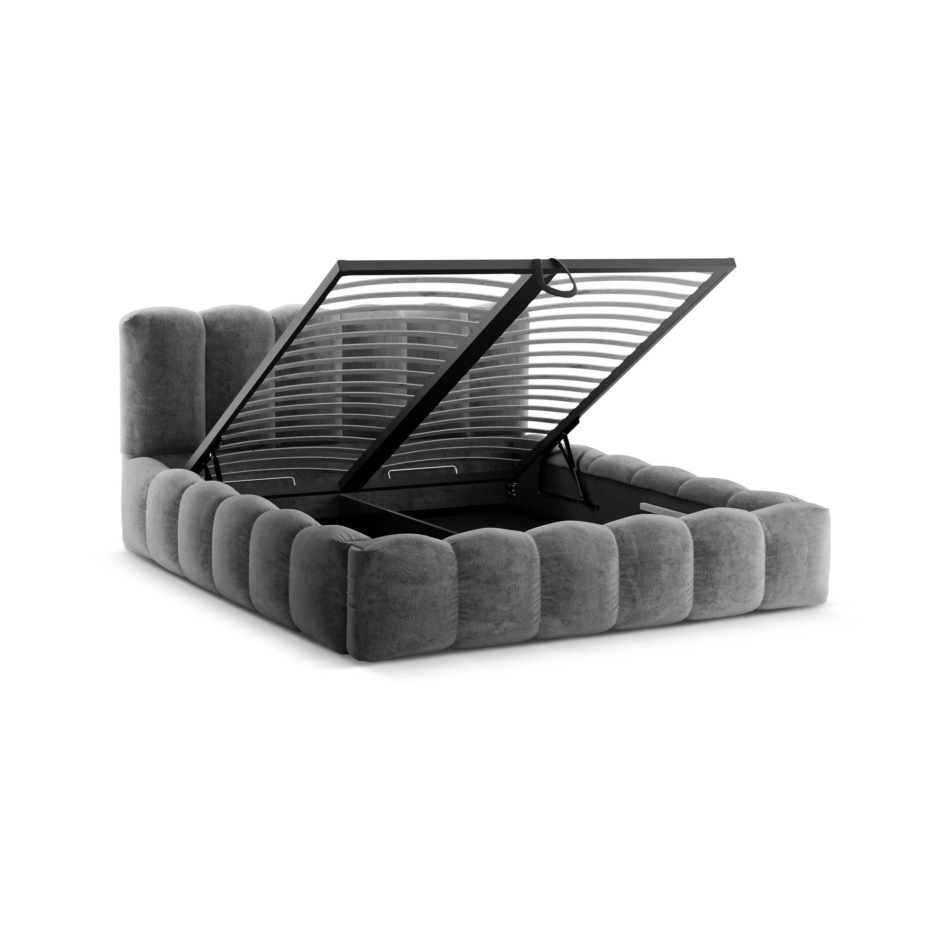 Micadoni Lupine Bedframe met Opbergruimte 200 x 200 cm - Chenille - Lichtgroen