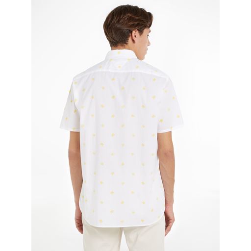 Tommy Hilfiger Monogram Print Skjorte, Optic White/Vivid Yellow, XL