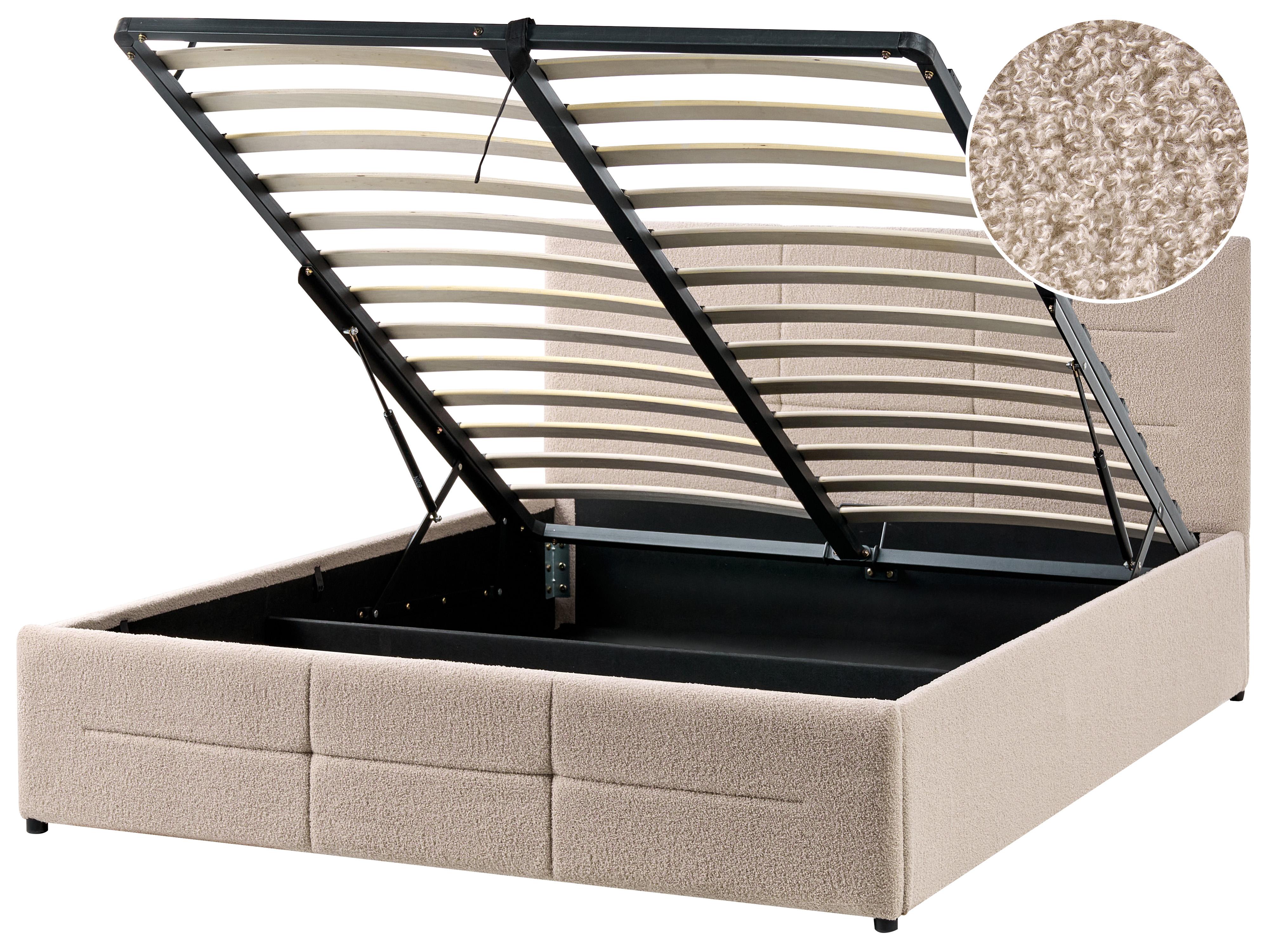 Bed met opbergruimte Bouclé MASSOGNES 140 x 200 cm Beige
