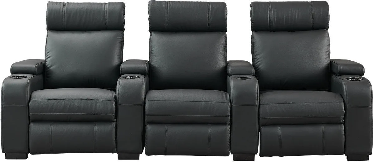 Lumene Hollywood Luxury III Noir (3 places, cuir véritable) Fauteuils cinéma