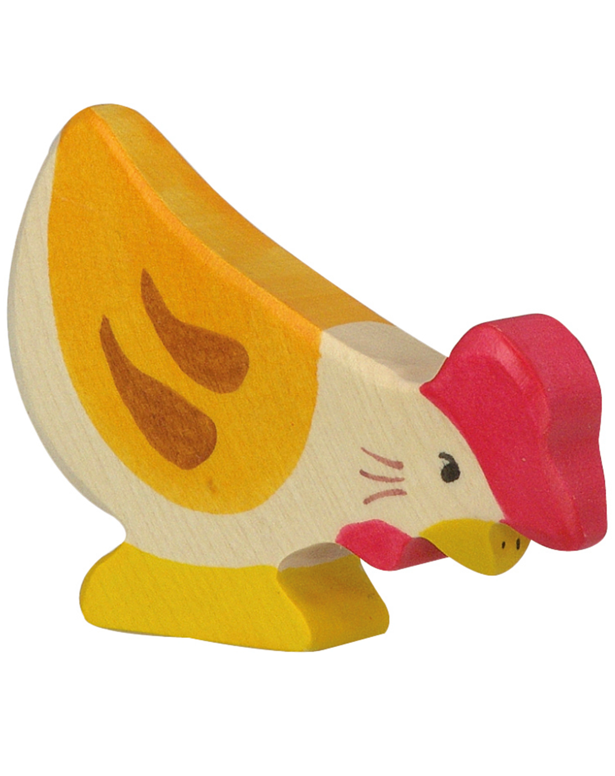 Holztier HUHN PICKEND in gelb