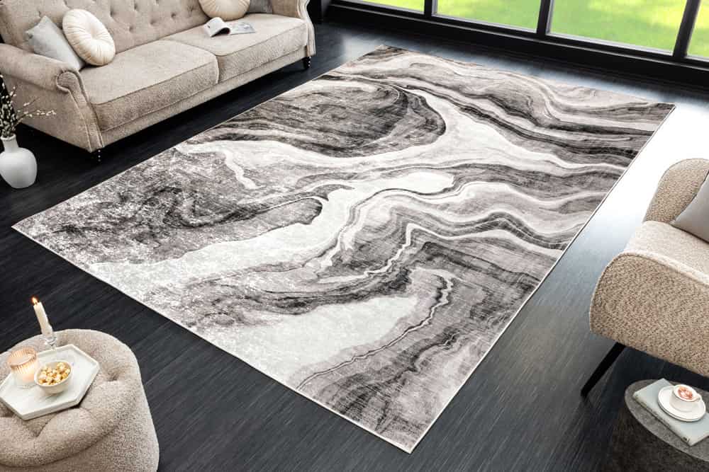 Design Teppich ART RUGS 230x160cm grau weiß Flachgewebe Indoor