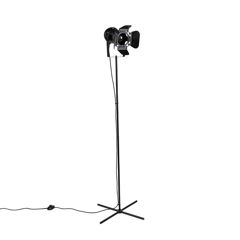 Industriële vloerlamp zwart kantelbaar - Movie