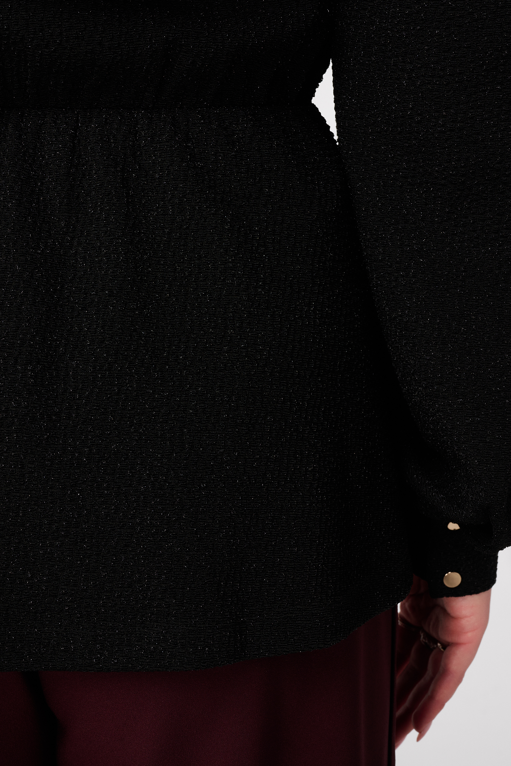 Glitter top met overslag look Zwart