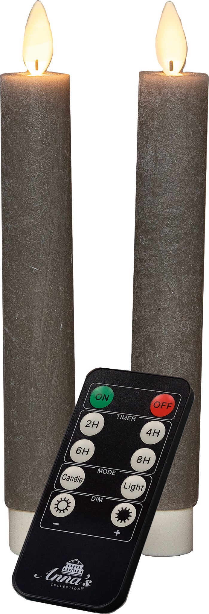 Anna's Collection LED dinerkaars Tara met timer taupe D 2,2 H 18 cm 2 stuks