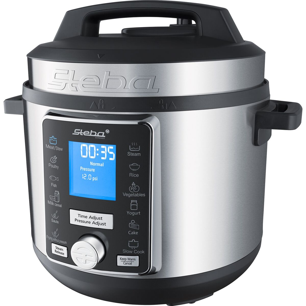 Trykkoker med timer, 6 L, stål