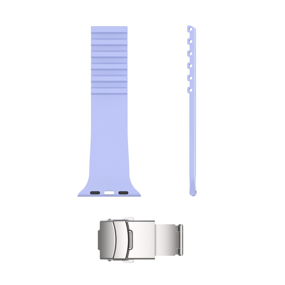 Apple Watch (42/41/40/38 mm) Ersatz Silikon Sport Armband mit Faltschliesse (Gelenkumfang: 170-210mm) - Lila