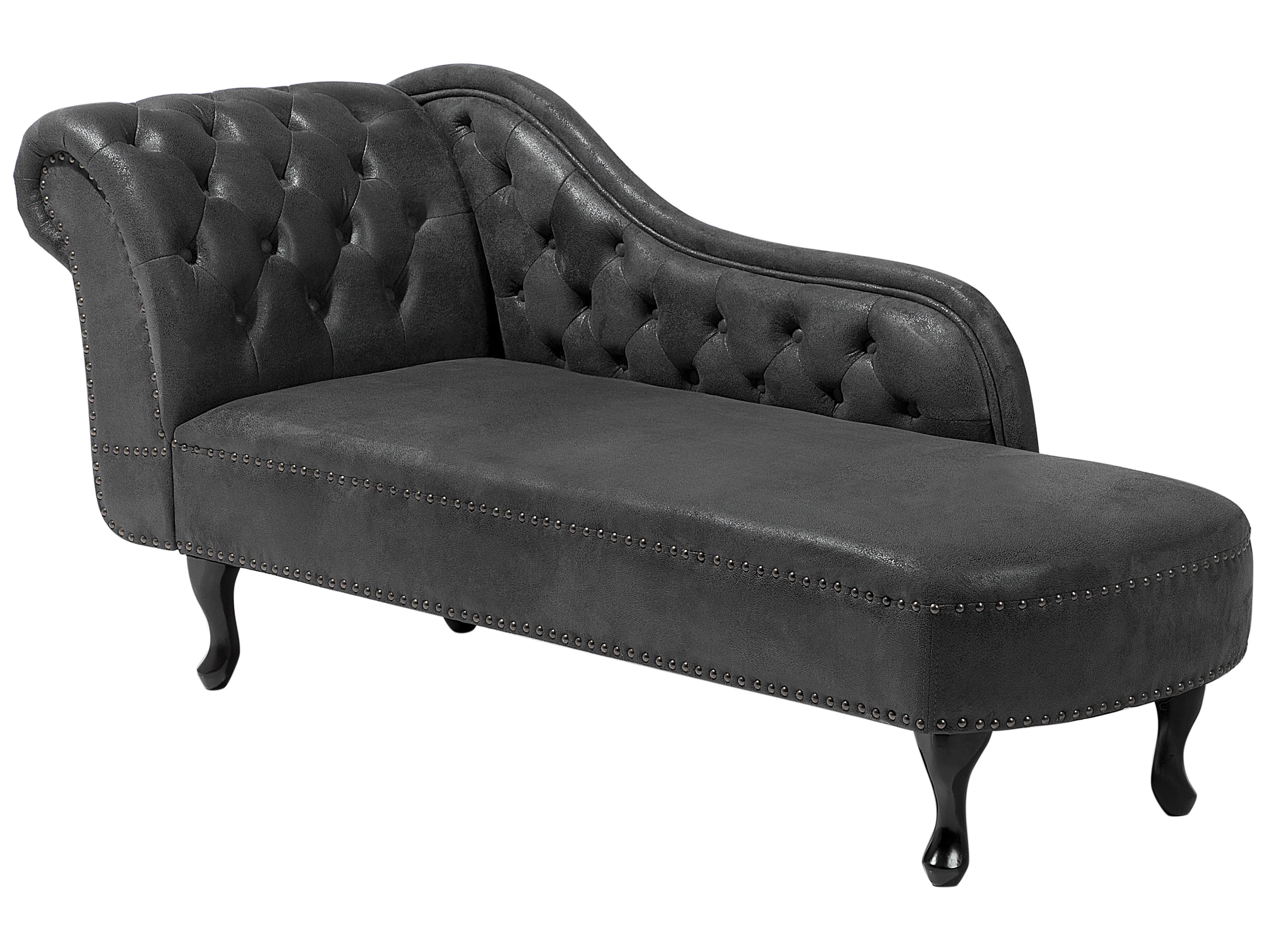 Linkszijdige chaise longue NIMES Kunstsuède Donkergrijs