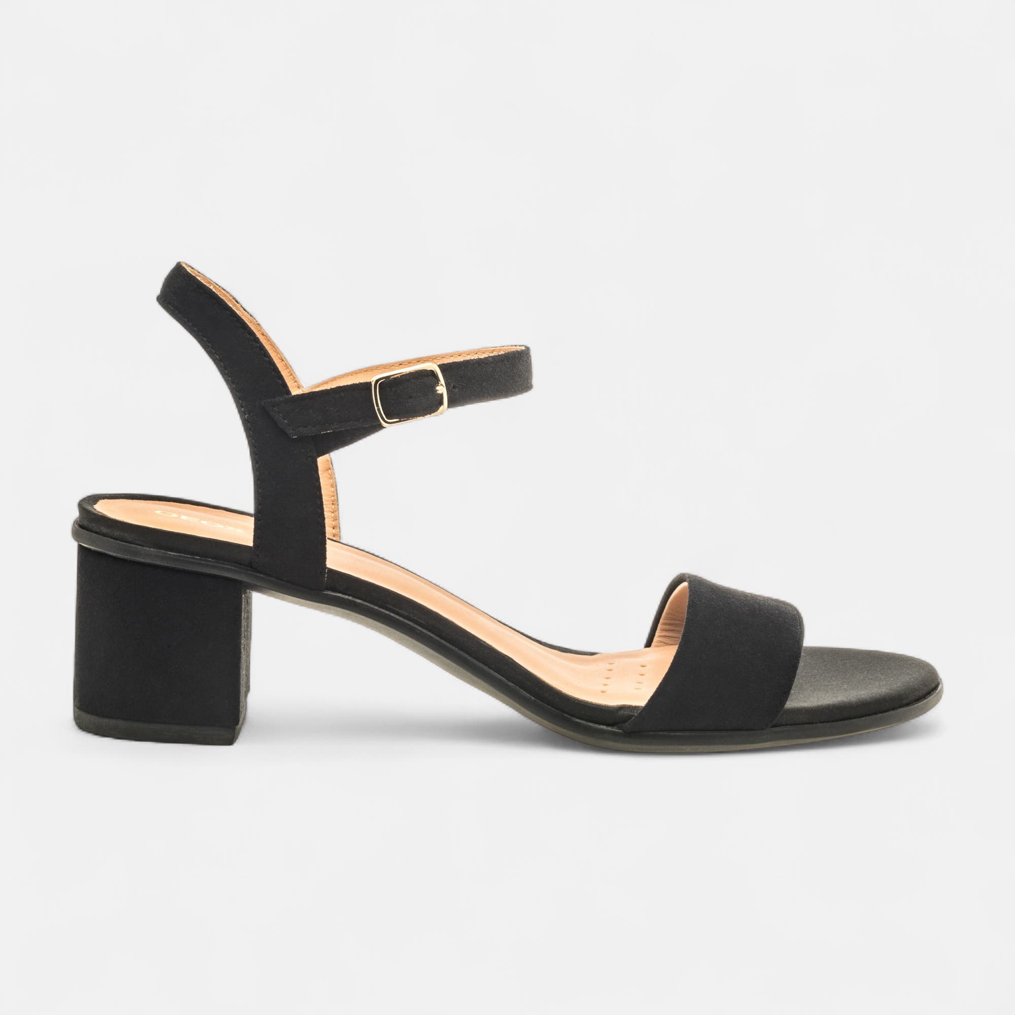 Nu-pieds à talon compensé Femme en cuir noir
