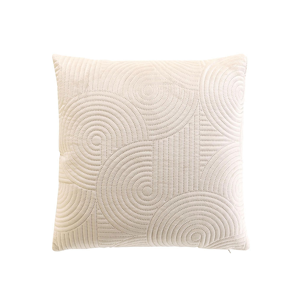 Housse de coussin CIRCLES naturelle velours 40x40cm