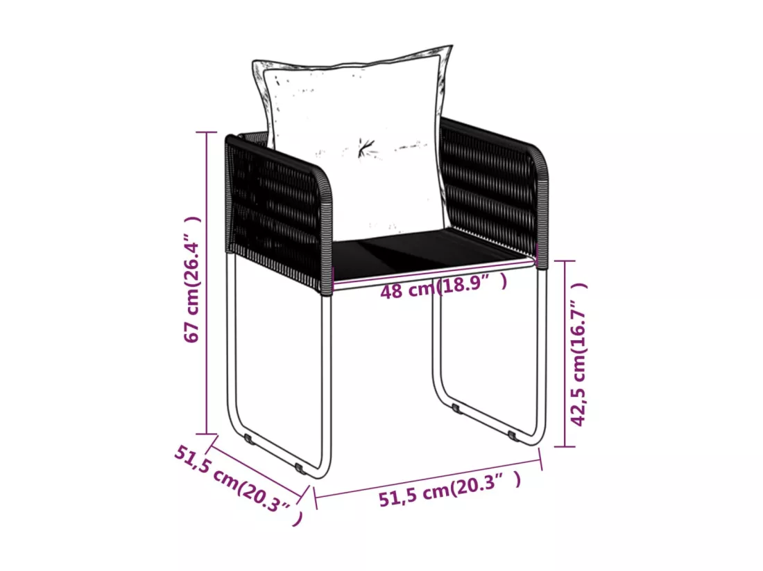 Ensemble de salle à manger de jardin 7 pcs Noir