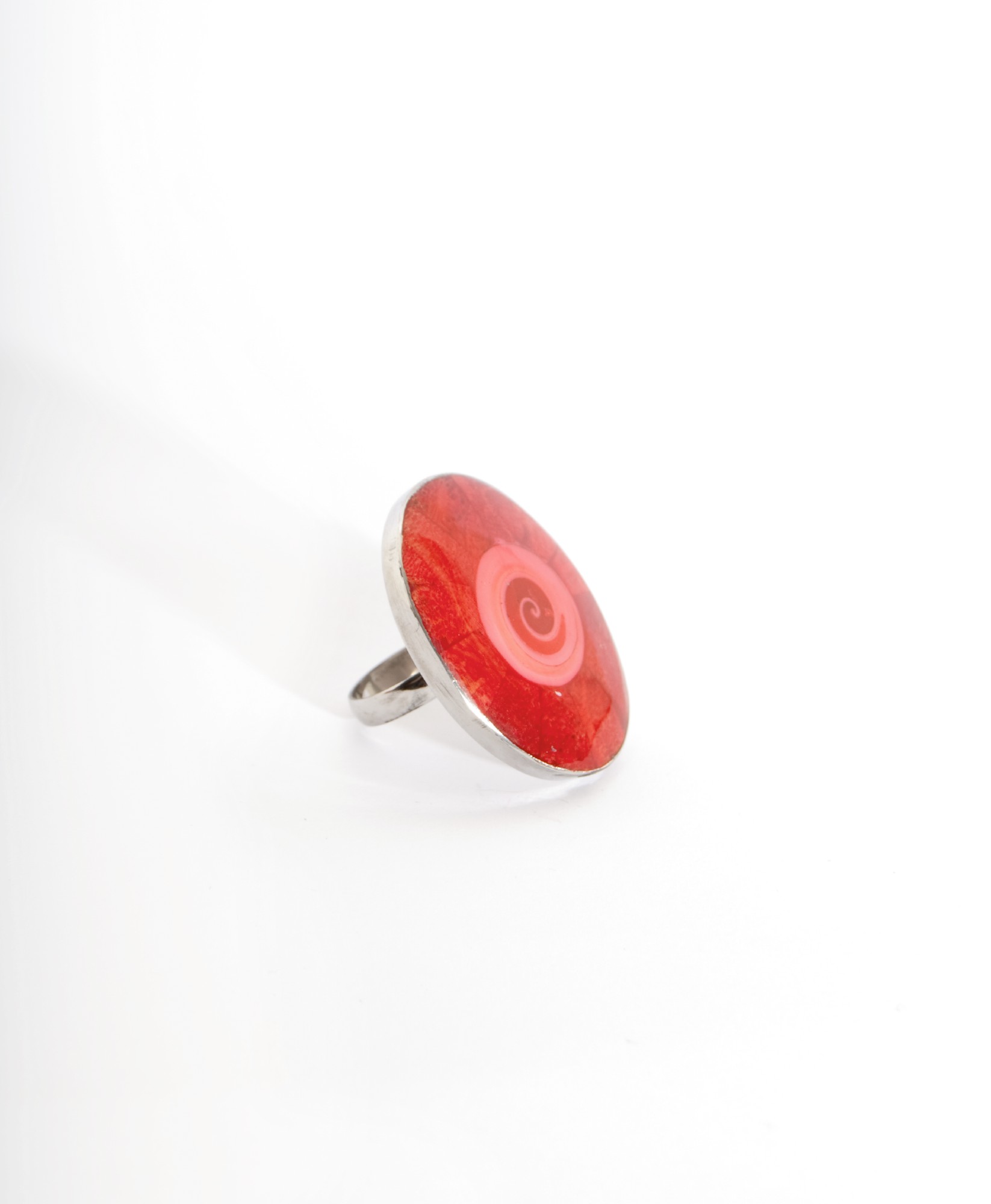Perlmuttring-Ring 'Spirale' oval, rot, H 4 cm, B 2,5 cm günstig bestellen