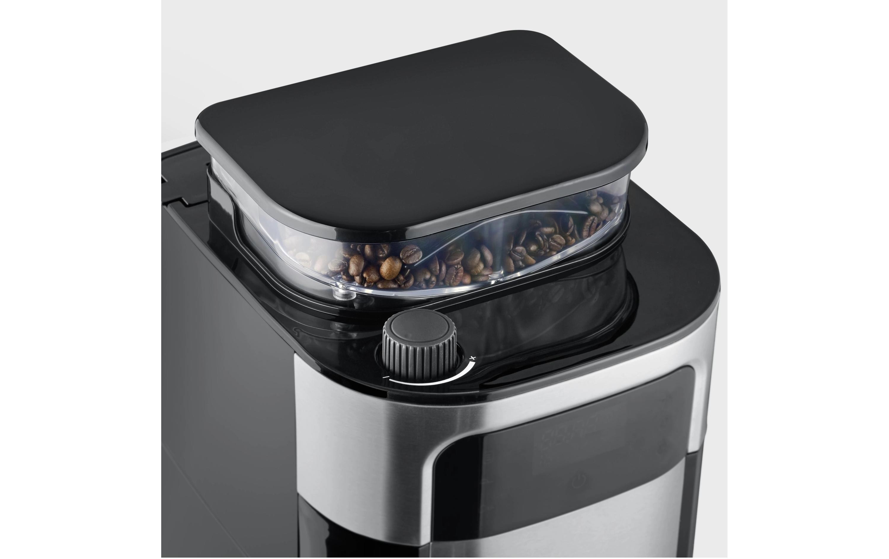 Filterkaffeemaschine KA 4814 Schwarz/Silber<br>Kaffeemaschine mit Edelstahl-Mahlwerk und Thermokanne
