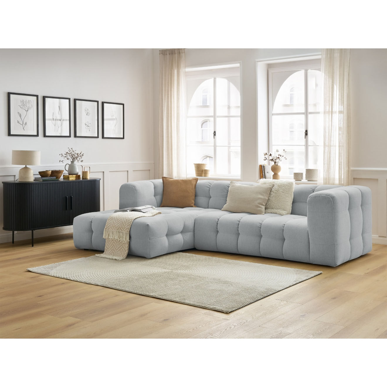 Bobochic Canapé d'angle gauche cloud gris clair - 288x184x75 cm