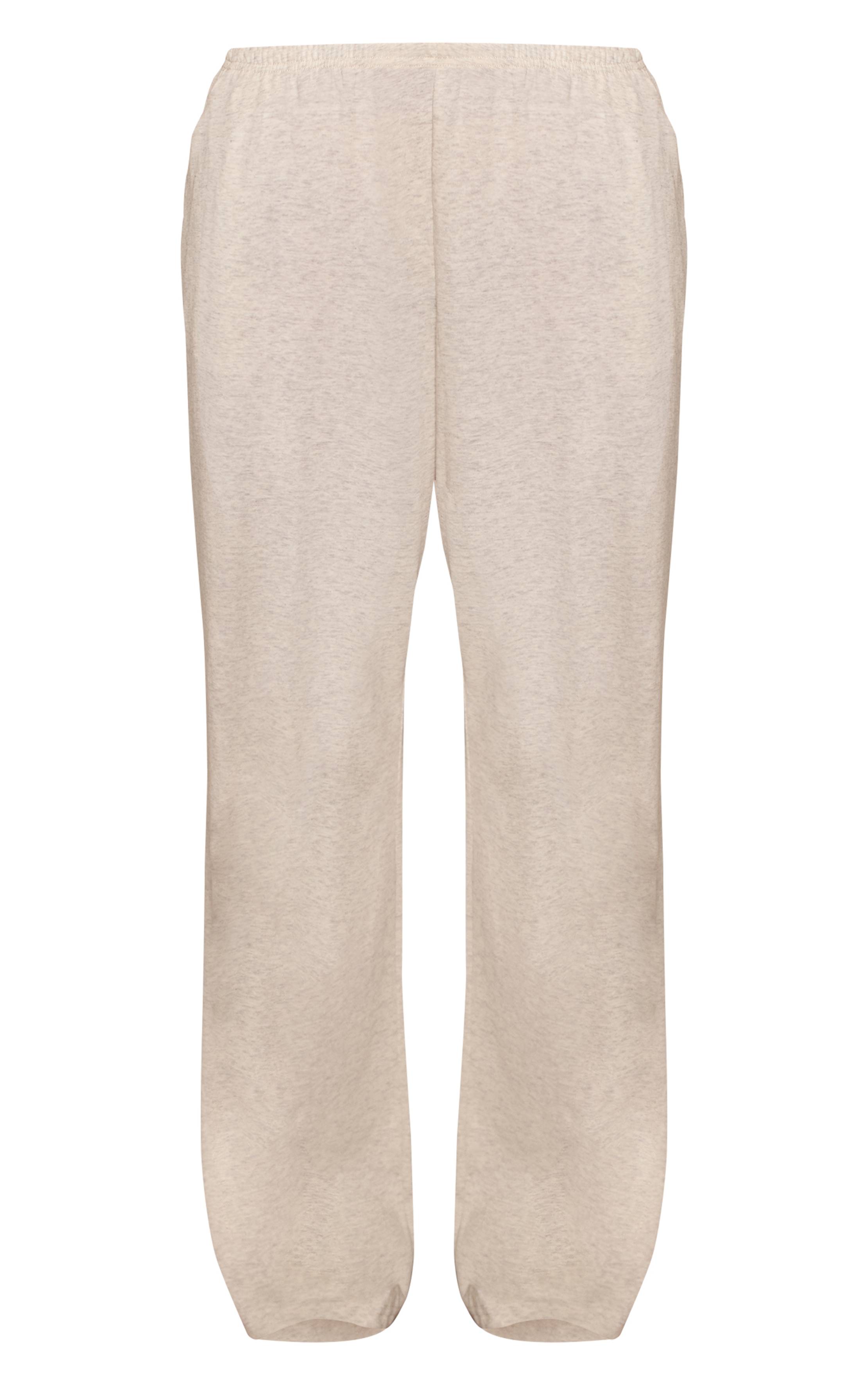 Gris Chiné Pantalon Large Décontracté À Texture Douce Et Jambe Ample