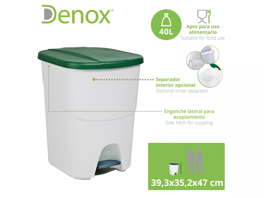 Bac de recyclage : 3 bacs colorés de 40 litres, capacité totale de 120 litres, A39 P35 H47