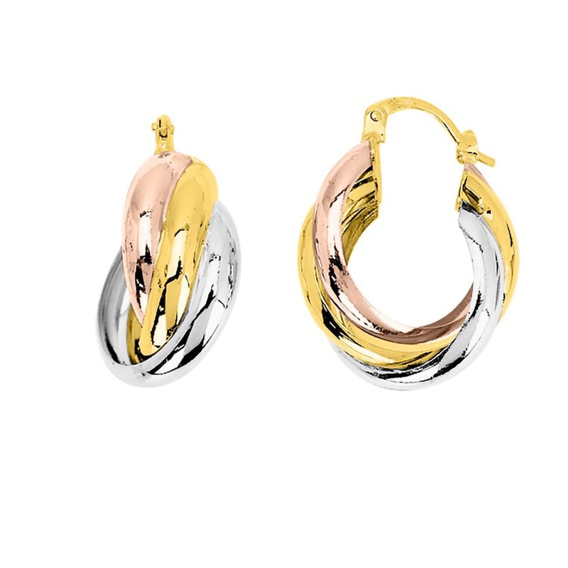 Créoles 3 ors Femme - Or 18 Carats