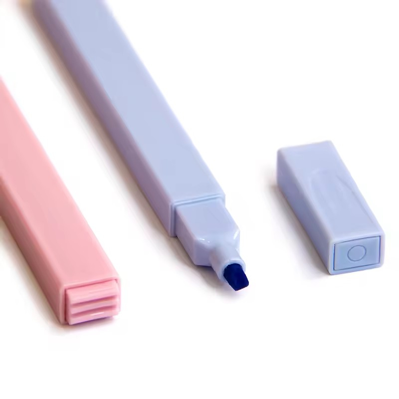 (6er Set) 3.5mm Leuchtstift Highlighter Text Marker Pastell Filzstift mit Keilspitze - Grün / Rosa