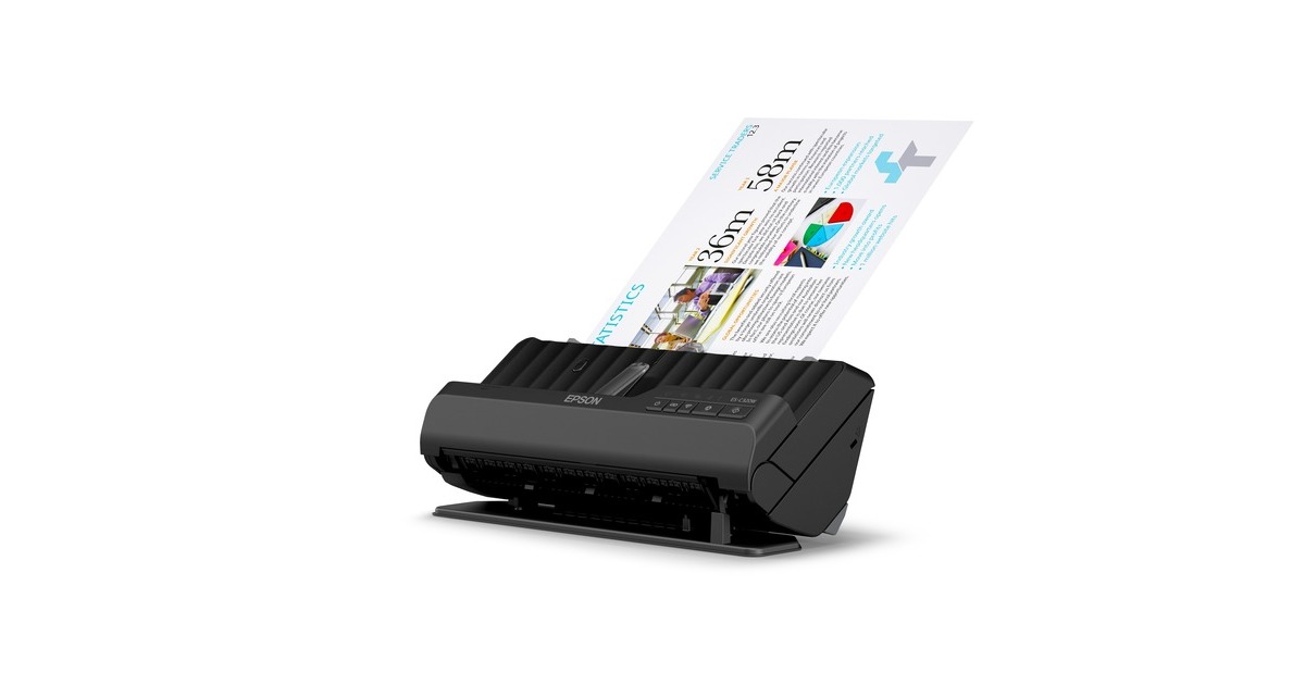 EpsonES-C320W compacte A4-documentscanner met Wi-Fi-connectiviteit en U-traject  (Zwart, A4, A5, A6, B5)