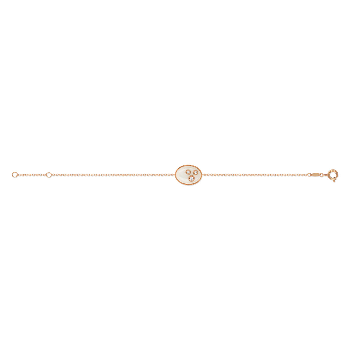 Bracelet or 375 rose pierre de lune et zirconia