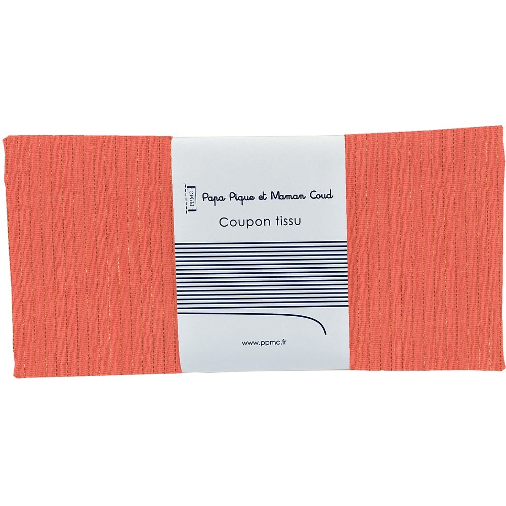Coupon Tissu 50 Cm Gaze Lurex Corail