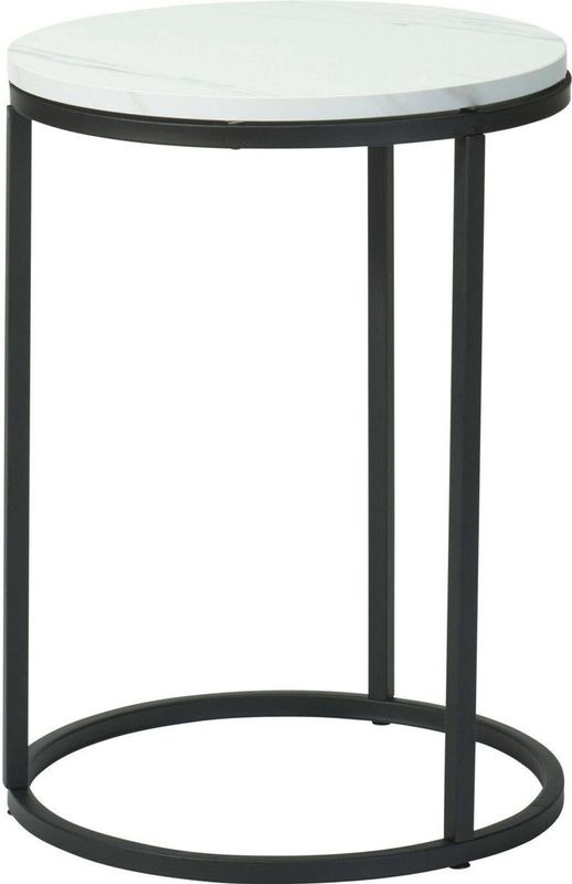 Home & Styling - Bijzettafeltjes Set 2x - Zwart/Wit - Verona - D40 x H50 cm/D30 x H40 cm - Metaal/Hout