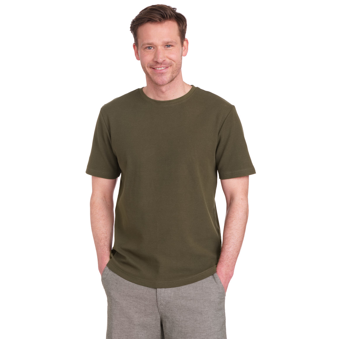 VanVaan Herren T-Shirt aus strukturiertem Material dunkelgrün