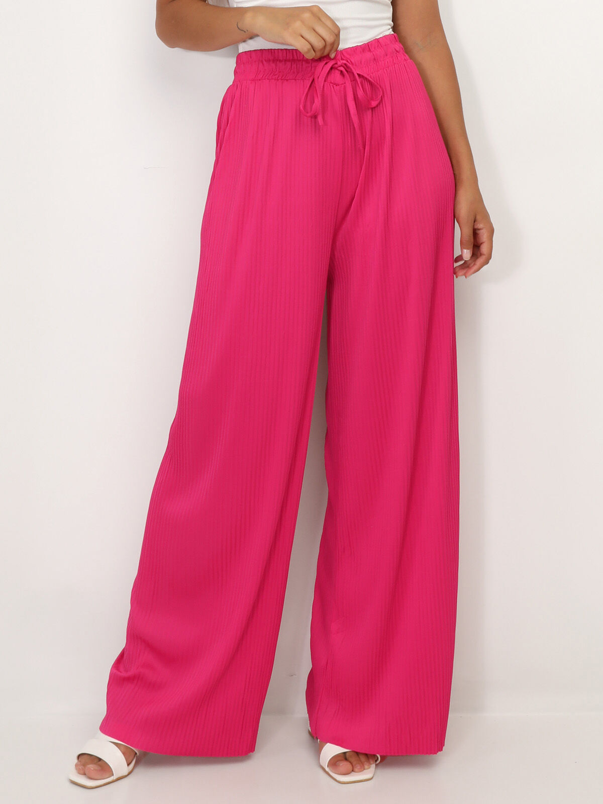 Pantalon large plissé- Fuchsia