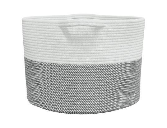 VIDAXL - Panier à linge gris et blanc ø55x36 cm coton