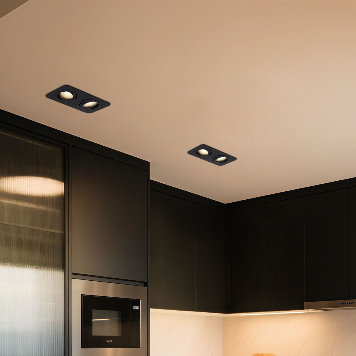 Afgeronde inbouwspot zwart GU10 50mm draai- en kantelbaar IP44 2-lichts - Alberto