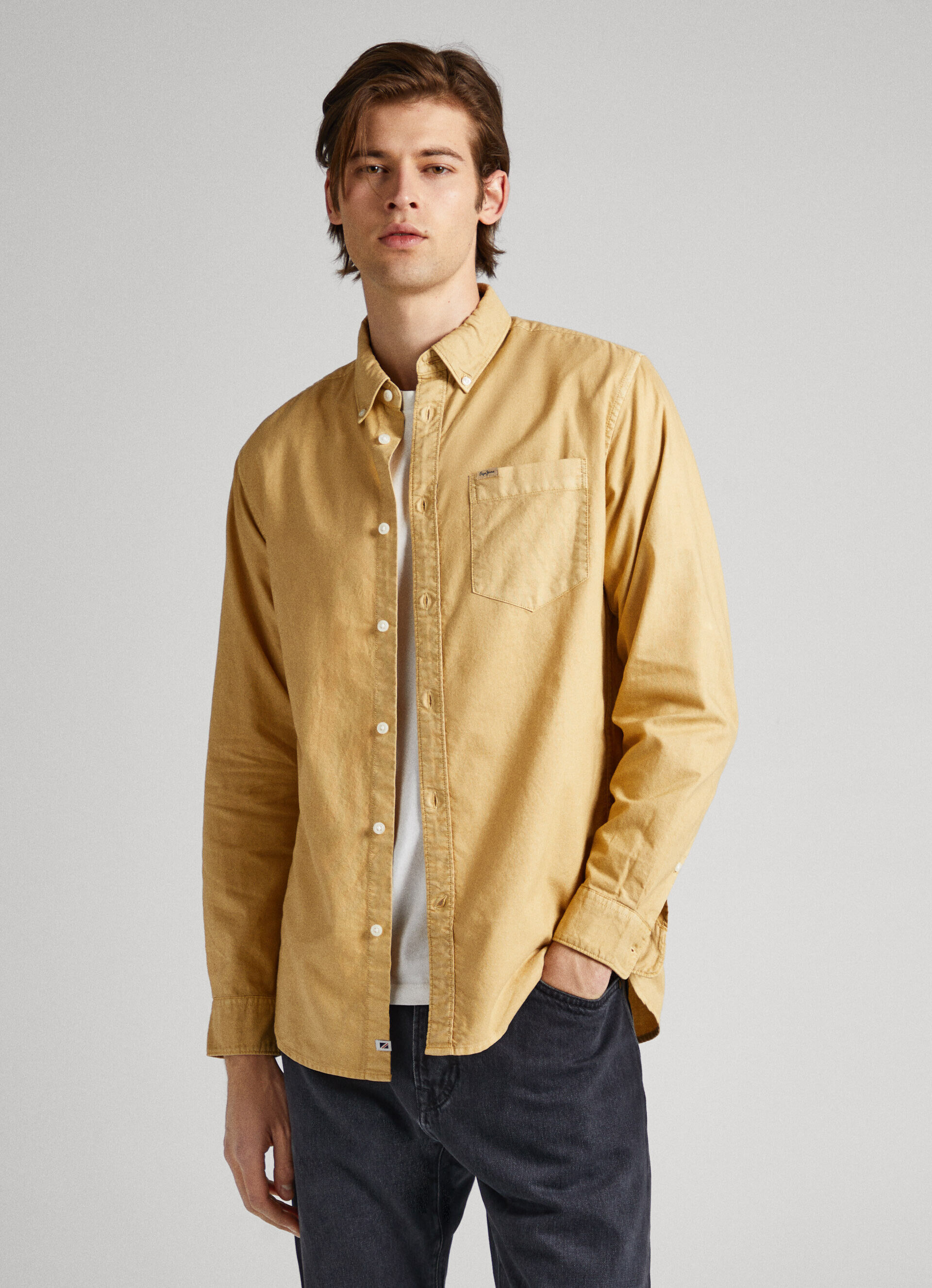 Camisa Oxford de corte regular - amarelo siena