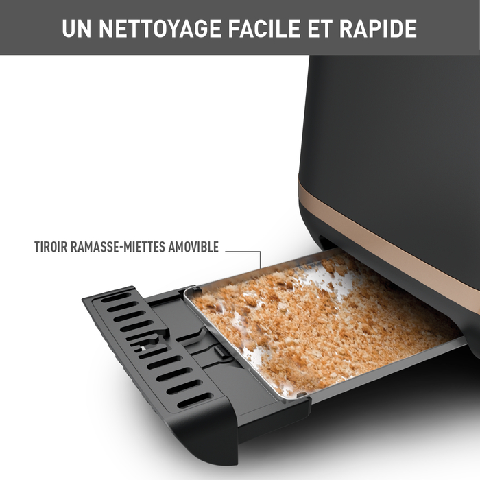 Grille-pain  Includeo 2 fentes extra-larges, utilisation facile