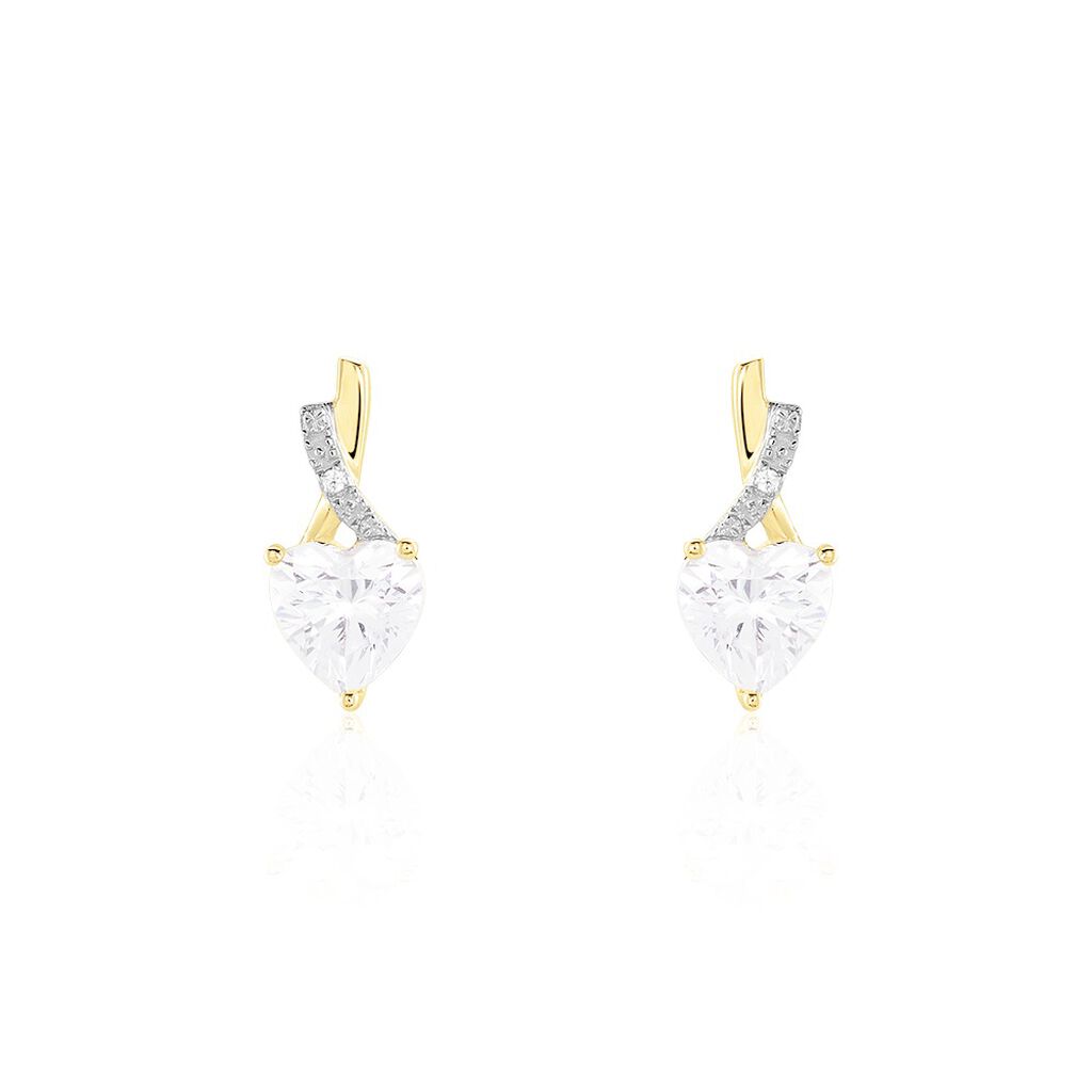Boucles D'oreilles Puces Clothilde Or Jaune Oxyde De Zirconium